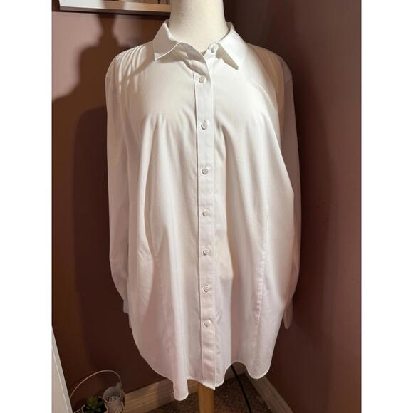 Talbots Tops - Talbots Woman Non Iron Button Up Blouse Size 24W White Classic Cotton